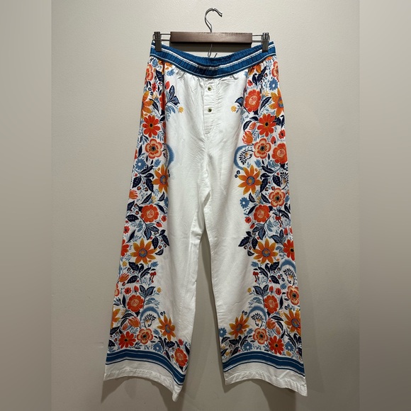 Anthropologie Floral White and Blue Pajama Set - Picture 5 of 12
